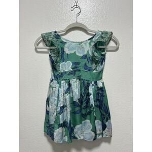 Green Floral Girls Roller Rabbit Fit And Flare Dress Size 4